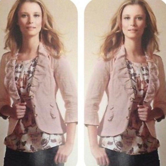 CAbi Jackets & Blazers - CAbi #400 Blazer Jacket Pink Buttons Ruffles NEW!